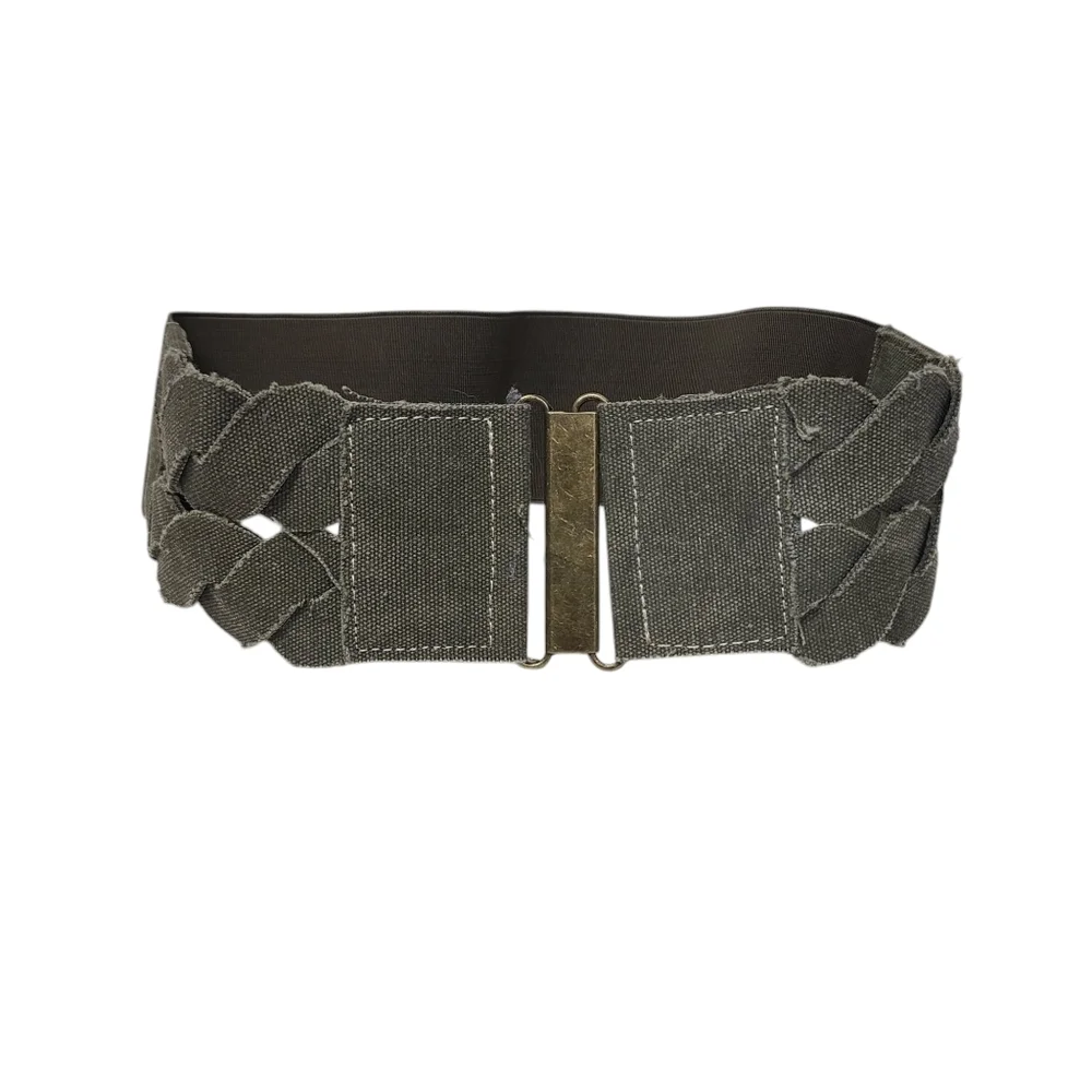 NWT Daytrip Olive Green Canvas Fabric Stretchy Belt S